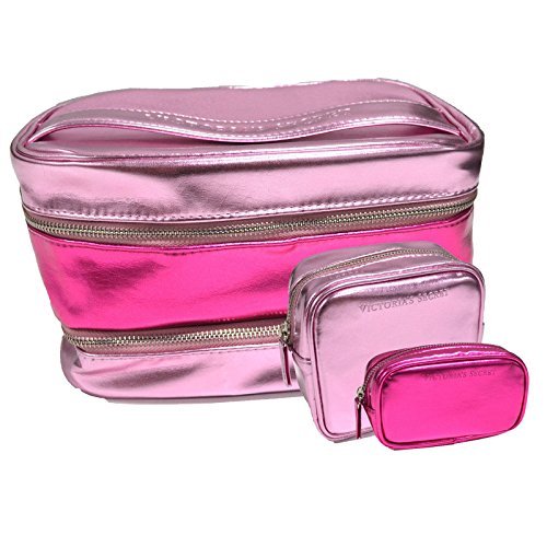 Victoria'S Secret 3-Piece Pink Cosmetic Travel Bag
