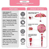 Disney Little Girls Assorted Characters Rainwear Umbrella, Pink,  Ages 3-7