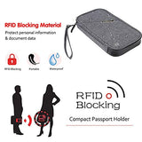 Slopehill Passport Holder RFID Blocking Travel Passport Wallet with Removable Wristlet Strap 9 Inches, Grey