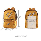 Flip Sequin School Backpack Bookbag for Boys Girls Kids Teen Cute Glitter Sparkly Book bags Back Pack (Gold)