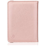GDTK RFID Blocking Leather Passport Holder Cover Case Travel Wallet Elastic Strap (Rose Gold)