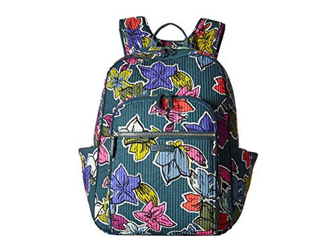 Vera Bradley Iconic Deluxe Campus Backpack, Signature Cotton, Falling Flowers