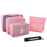 Packing Cubes Set,Mossio Waterproof 3 Packing Cubes and 3 Pouches Light Pink