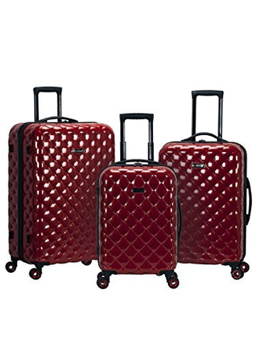 Rockland Quilt Hardside Expandable Spinner Wheel Luggage Set, Red, 3-Piece (20/24/28)