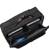 Mancini Leather Goods CompuRoller-Double Compartment Wheeled Laptop Briefcase