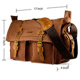 GEARONIC 14" 15" 17" Men's Messenger Bag Laptop Satchel Vintage Shoulder Military Crossbody … (17