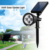 AMIR Solar Spotlights Outdoor Upgraded, Waterproof 4 LED Solar Security Landscape Lights,