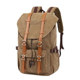 ABage Unisex Canvas Backpack Large Travel Hiking Outdoor Laptop College Backpack, Khaki