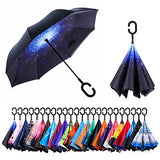 AmaGo Inverted Umbrella – Reverse Double Layer Umbrella, C-Shape Handle & Self-Stand to Spare