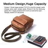 Contacts Mens Genuine Leather Crossbody Single-Shoulder 9" Mini iPad Messenger Tote Bag (Brown)