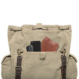 Jeep Rubicon Punisher US Flag Skull Rucksack With Leather Straps, Khaki & Bk