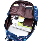 Hey Yoo 3pcs Laptop Backpack 3 Pieces Casual Hiking Daypack Bookbag School Bag Backpack Sets for Girls Women (Blue Unicorn)