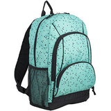 Eastsport Multi Pocket School Backpack, Turquoise/Black Dots Print