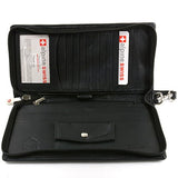 Deluxe Travel Organizer Wallet Passport Case Airline Ticket Holder Safe Zippered Removable Handle