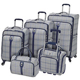 London Fog Knightsbridge Hl 21" Expandable Spinner, Grey/Navy Plaid
