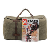 S-Zone Waterproof Waxed Canvas Leather Trim Travel Tote Duffel Handbag Weekend Bag