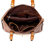 Vicenzo Leather Dione Croc Embossed Top Handle Leather Tote, Brown