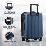 LEVEL8 Carry-On Luggage, Hardside Suitcase, 20” Lightweight ABS+PC Hardshell Spinner Trolley for Luggage with Built-In TSA Lock, 8 Spinner Wheels, Blue, 20-Inch Carry-On