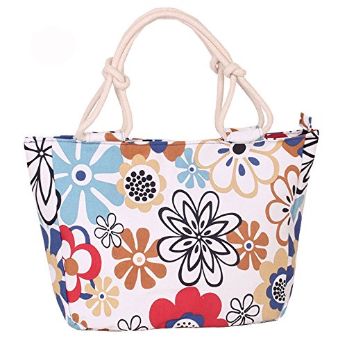 SUABO Large Beach Tote Bag For Women - Water Resistant, Rope Handles, Multiple Pockets - Travel & Pool Bag