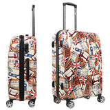 NEWCOM Luggage 20 Inch Hard Shell Spinner Wheels Printed National Flag Graffiti ABS +PC Build-In TSA Lock Lightweight Traveling Carry On for Hip Pop Punk Youth