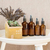 12 Pack Empty Amber Glass Spray Bottles, 6 Pack 4oz and 6 Pack 2oz Refillable Containers for Essential Oils, Cleaning Products, Aromatherapy, Durable Black Trigger Sprayer Fine Mist and Stream