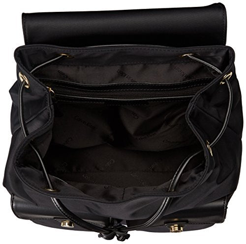  Calvin Klein Teodora Nylon Backpack, Black/Gold