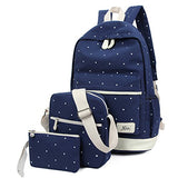 Eaglebeky Casual Lightweight Canvas 3-Piece Dots Laptop Bag/Shoulder Bag/Backpack (Green)