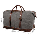 S-Zone Oversized Canvas Genuine Leather Trim Travel Tote Duffel Shoulder Handbag Weekend Bag