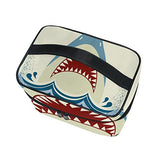 LORVIES Shark Jaws Cosmetic Bag Travel Makeup Train Cases Storage Organizer