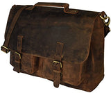 Kk'S 18" Inch Retro Buffalo Hunter Leather Laptop Messenger Bag Office Briefcase College Bag