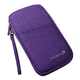 ABage Slim Credit Card Holder Zipper Document Organizer Travel Passport Case Wallets, Purple