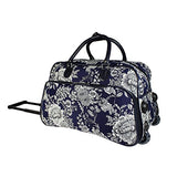 Vibrant Garden Floral Bouquet Motif Rolling Lightweight Carry On Duffel Bag, Printed Modern Graphic