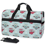 Travel Tote Luggage Weekender Duffle Bag, Christmas Cute Owl Large Canvas shoulder bag with Shoe