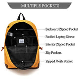 Vaschy Unisex Classic Water Resistant School Backpack Bookbag for College Fits 14Inch Laptop Yellow