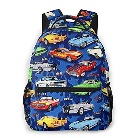 Multi leisure backpack,Auto Sports Muscle Cars Pattern, travel sports School bag for adult youth College Students