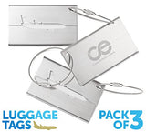 Ce Luggage Tags 3 Units, Stainless Steel. 1-Year Warranty And Bonus Included.