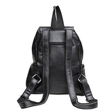 ABage Women's Genuine Leather Backpack Classic Casual School Buckle Flap Backpack, Black1