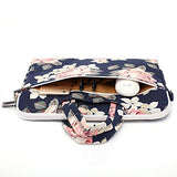 Canvaslife White Rose Patten Canvas Laptop Shoulder Messenger Bag Case Sleeve For 11 Inch 12 Inch