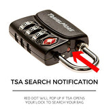4 Pack Open Alert Indicator Tsa Approved 3 Digit Luggage Locks For Travel Suitcase & Baggage
