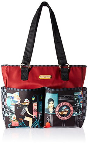 Nicole Lee Women's Stylish [red] Nylon Diaper Bag with Multiple Storage Space-Bike Tour Travel Shoulder, One Size