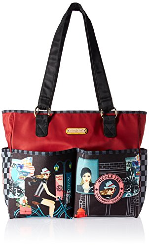 Nicole Lee Women's Stylish [red] Nylon Diaper Bag with Multiple Storage Space-Bike Tour Travel Shoulder, One Size