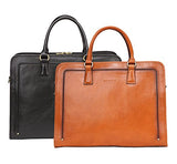 Banuce Full Grains Leather Briefcase Women Messenger Satchel Bag 14 Laptop Black