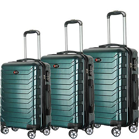 Brio Luggage Evergreen 3 Piece Hardside Spinner Luggage Set (Dark Green)