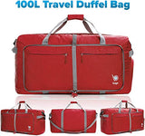 Bago 100L Travel Duffle Bag - Foldable Weekender Bag For Women & Men - Lightweight tier-resistant waterproof Shoe Pocket (Red)