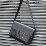 Babama Men Leather Messenger Bag Crossbody Shoulder Purse Briefcases Laptop Satchel Black