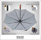 Balios Prestige Travel Folding Umbrella, Handmade Wood Handle, Auto Open & Close, Exquisite
