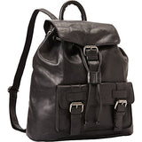 Mancini Leather Goods Backpack with RFID Secure Pocket (Black)