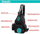 Mens Womens Luminous Sling Bag with USB Charging Port