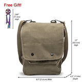Army Force Gear Canvas Crossbody Travel Map Bag, Olive with Rainbow Free Punisher Tool