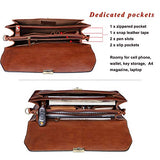 Banuce Vintage Genuine Leather Briefcase for Men Lock Lawyer Attache Case Laptop Messenger Bag
